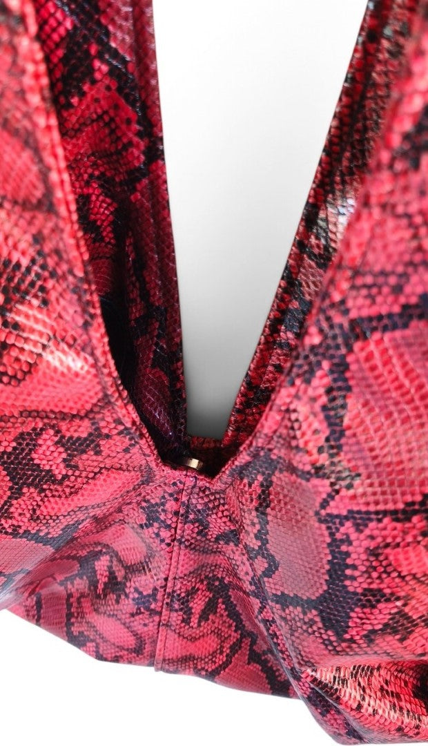 RED LEATHERETTE TOKYO SHOULDER BAG