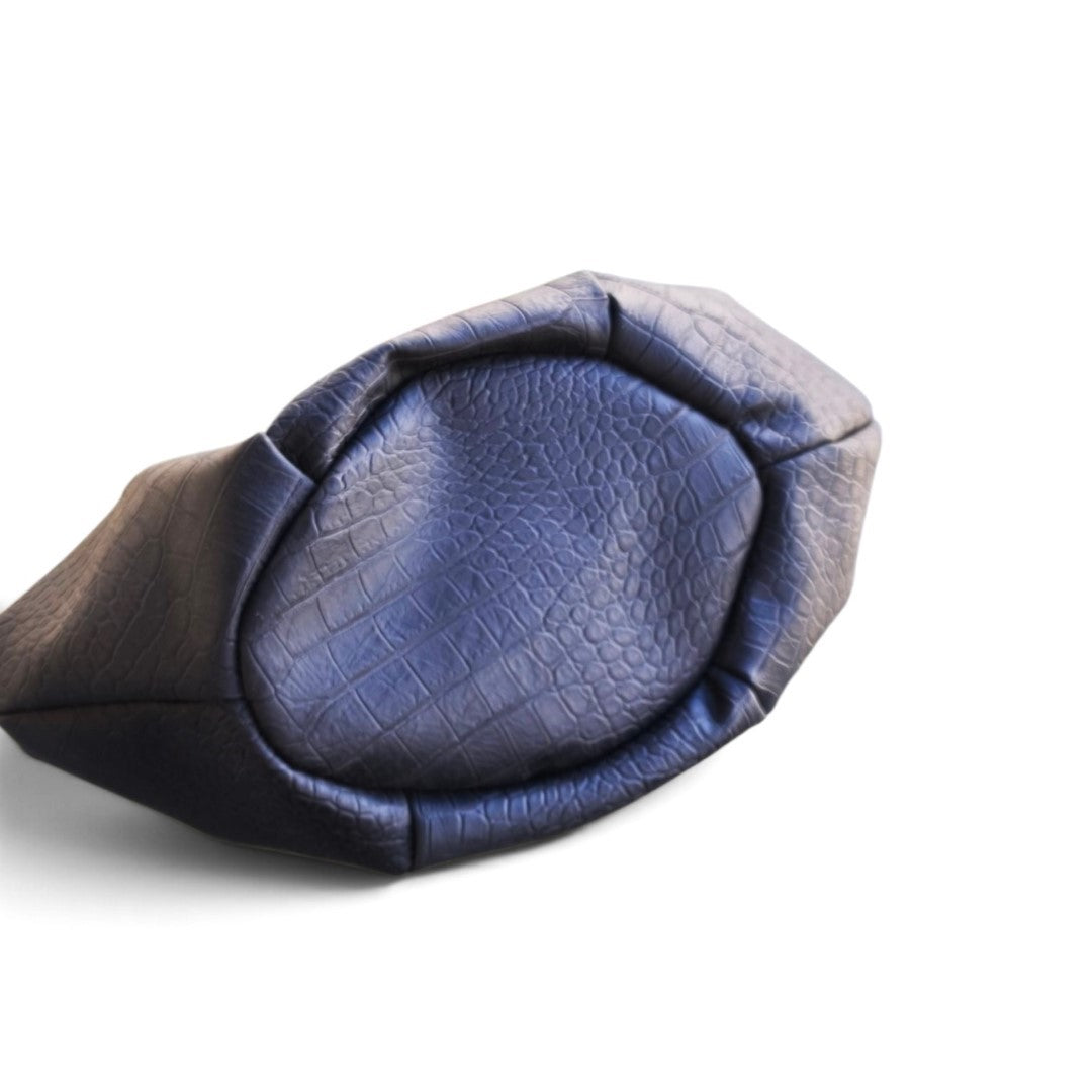 BLACK CROCO LEATHERETTE DUMPLING BAG