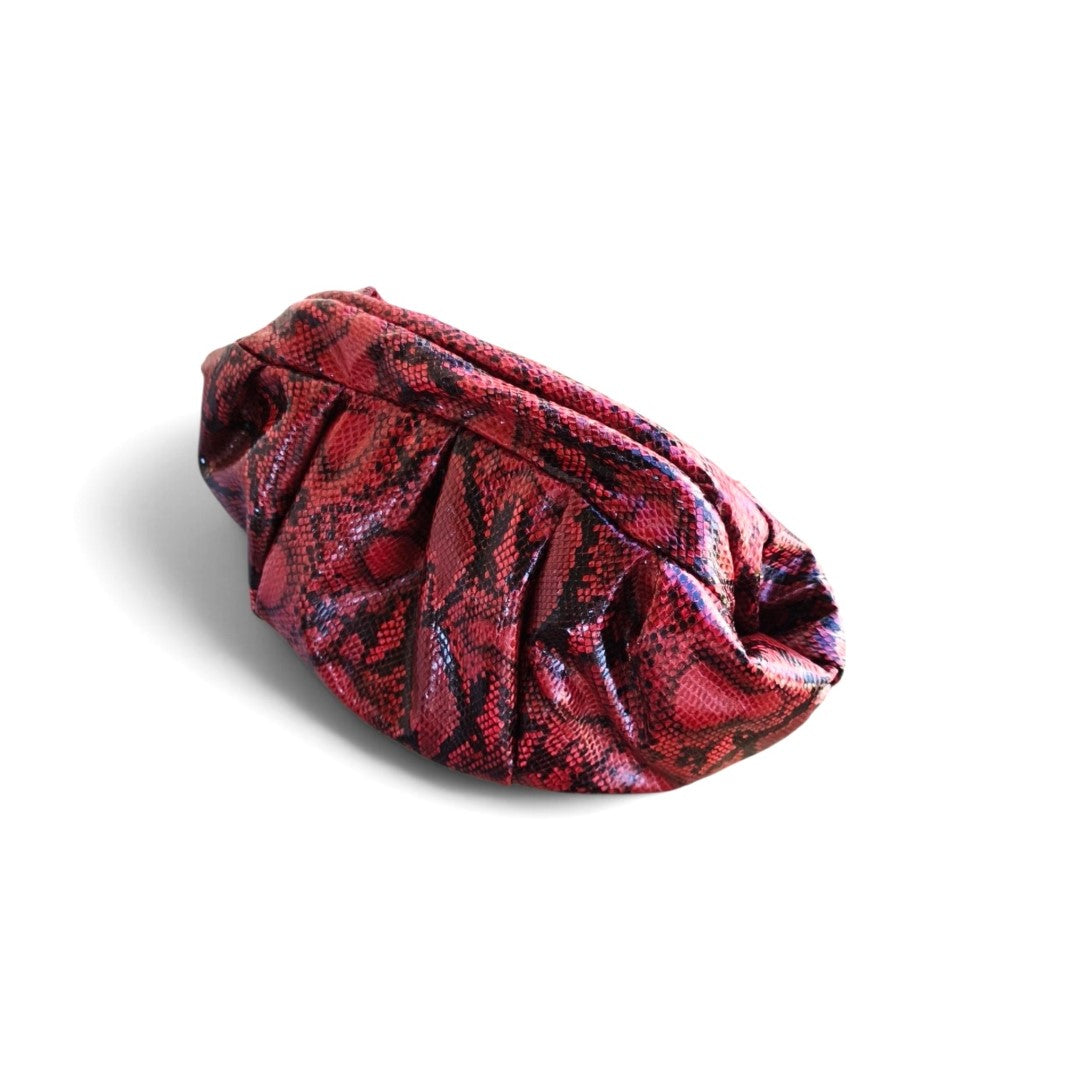 RED LEATHERETTE DUMPLING BAG
