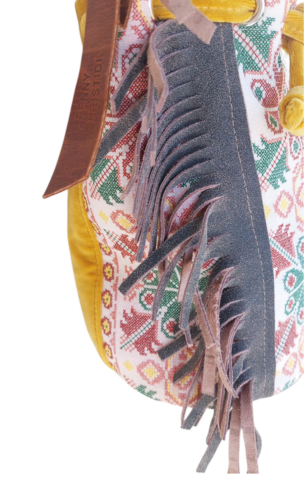 "SEMEDAKI" FRINGES BUCKET BAG WITH LEATHER STRAP