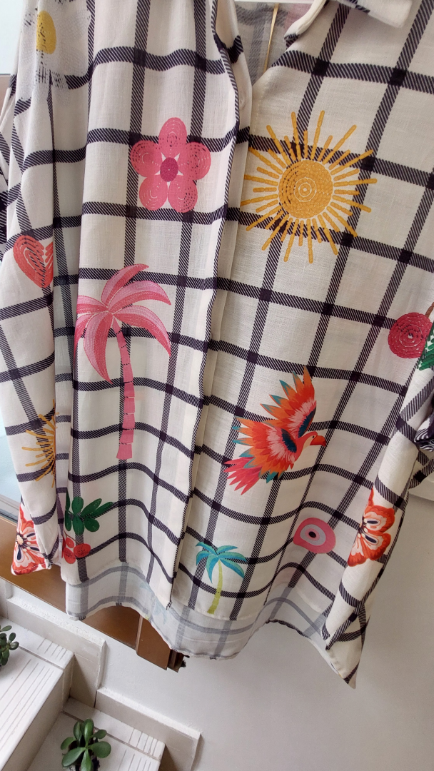 TROPICAL BLACK STRIPED SHIRT