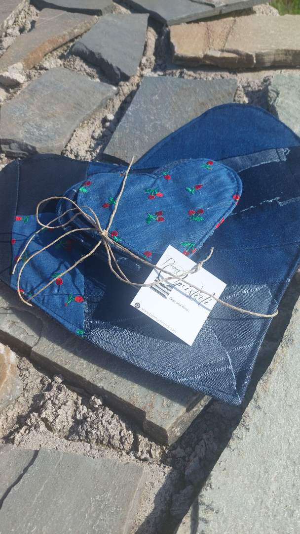 JEANS HEARTS COASTERS SET OF 7