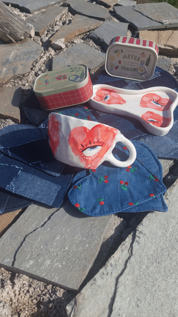 JEANS HEARTS COASTERS SET OF 7