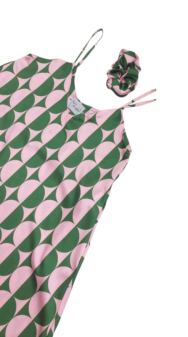 GREEN SATIN AIRY DRESS