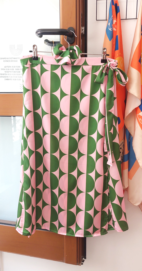 GREEN SATIN WRAP SKIRT