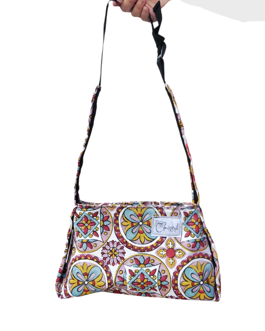 FRENCH MOSAIC SHOULDER BAG WITH SCRUNCHIE