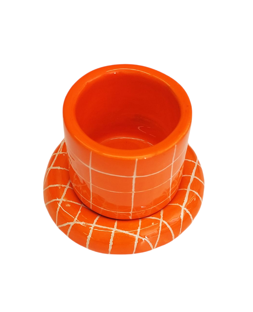 ΚΕΡΑΜΙΚΗ ΚΟΥΠΑ ESPRESSO ORANGE GRID