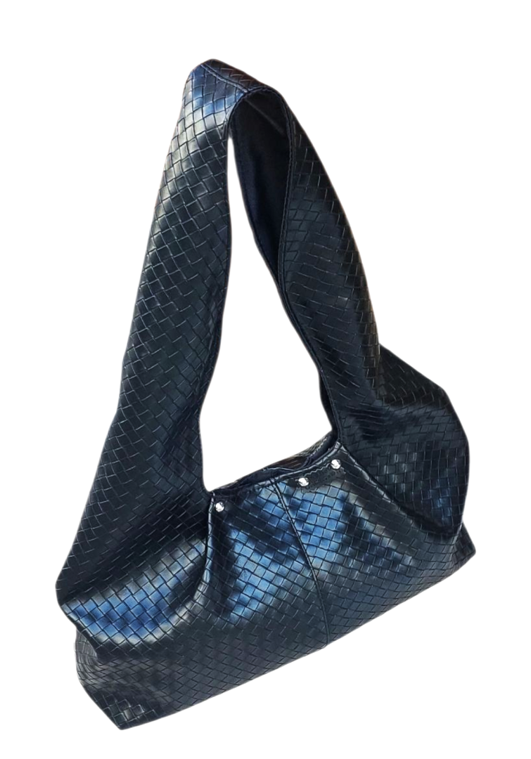 BLACK NET HOBO SHOULDER BAG