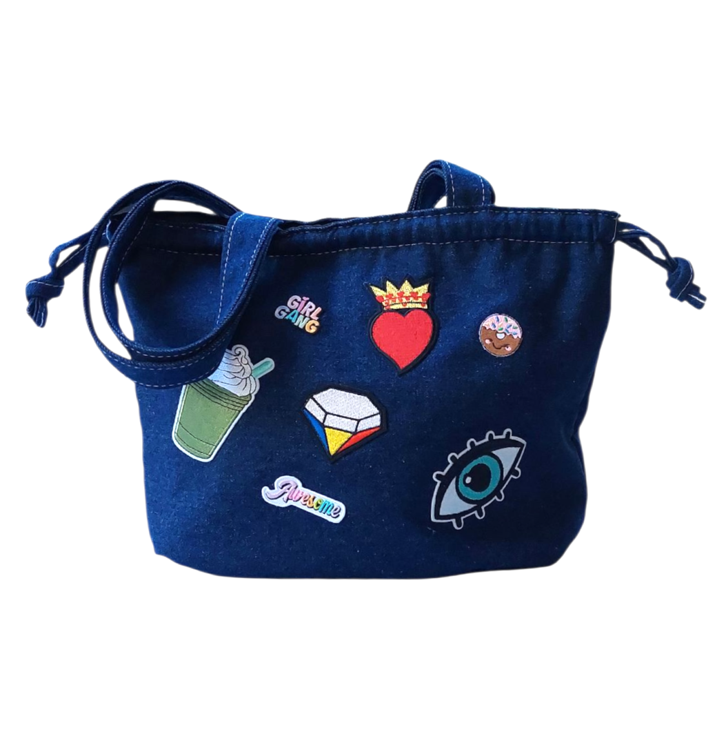 JEAN & PATCHES SHOULDER BAG