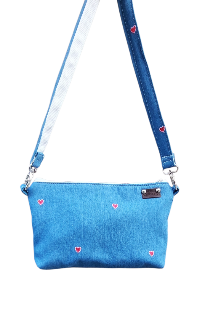 JEAN HEART LADY CROSS BODY POUCH BAG