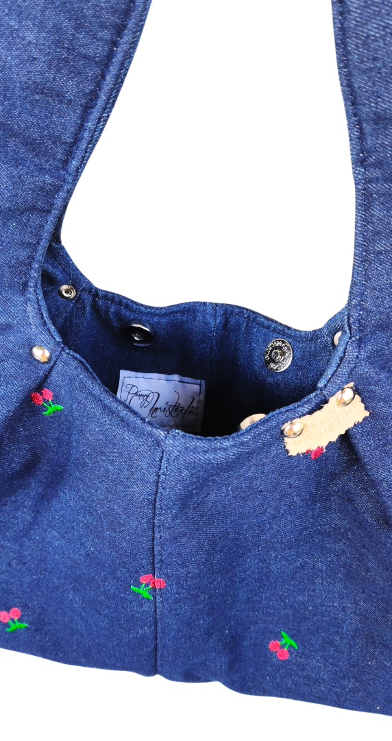 DARK CHERRY JEAN HOBO SHOULDER BAG