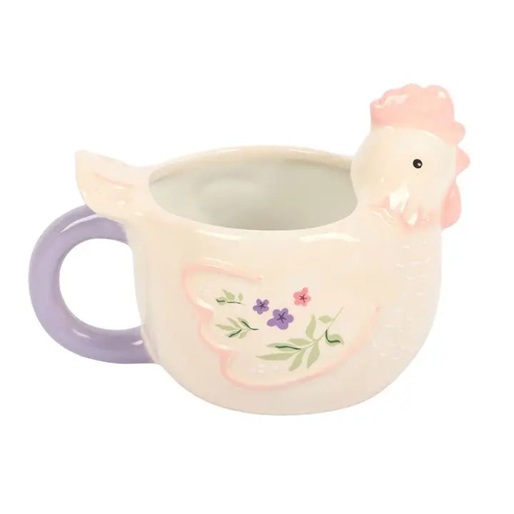 Floral Hen Chicken Shaped Mug