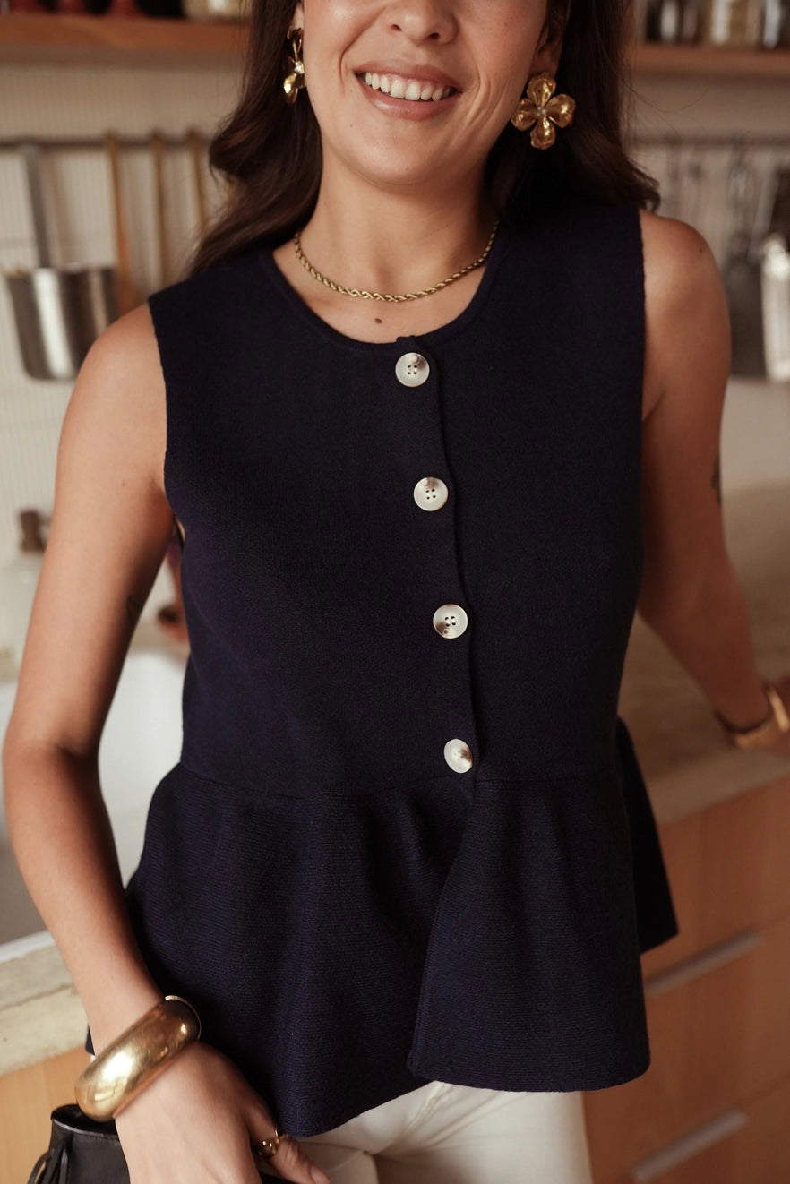 Martha Navy Top