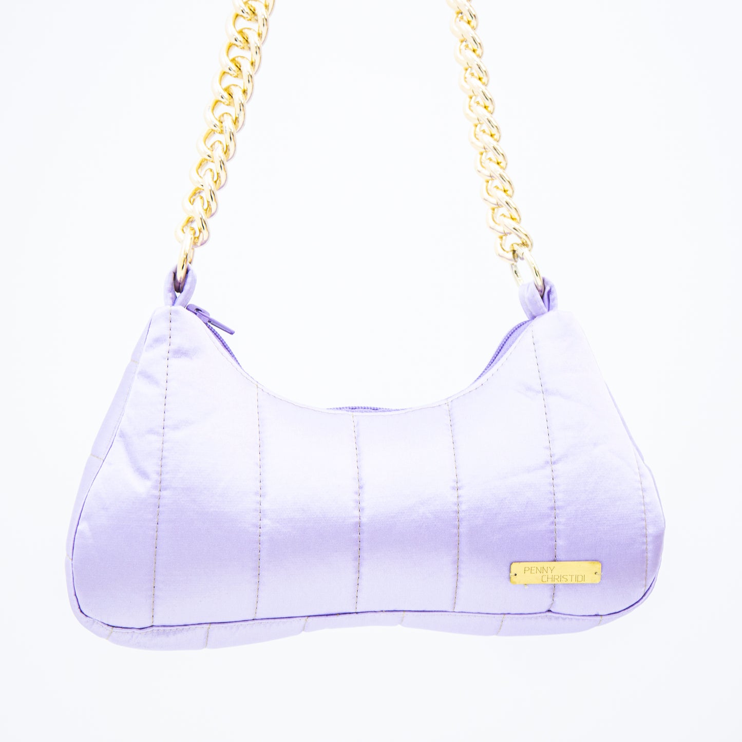 PURPLE ROSE PUFFER BAGUETTE BAG