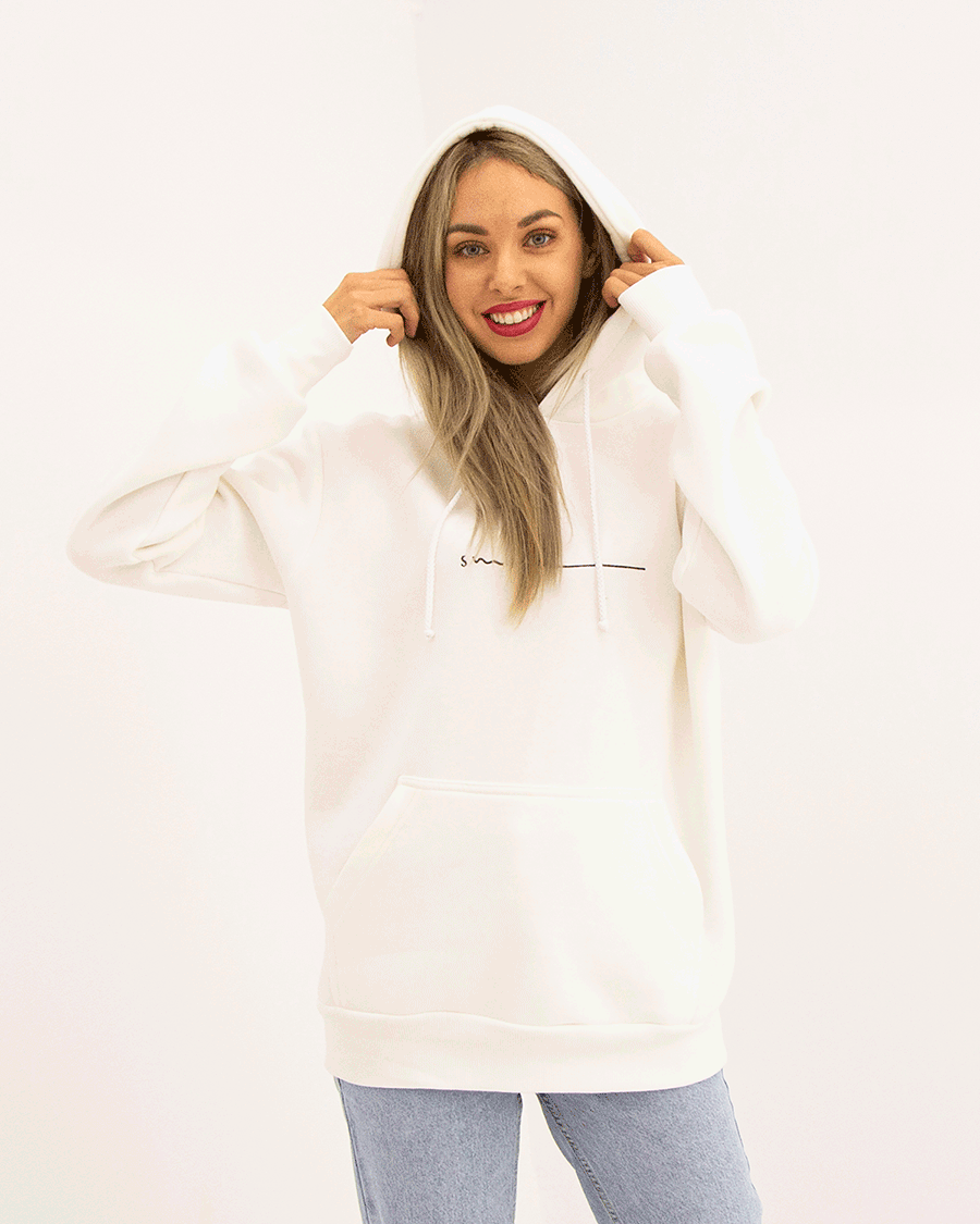 SMILE CAMELLIA WHITE HOODIE