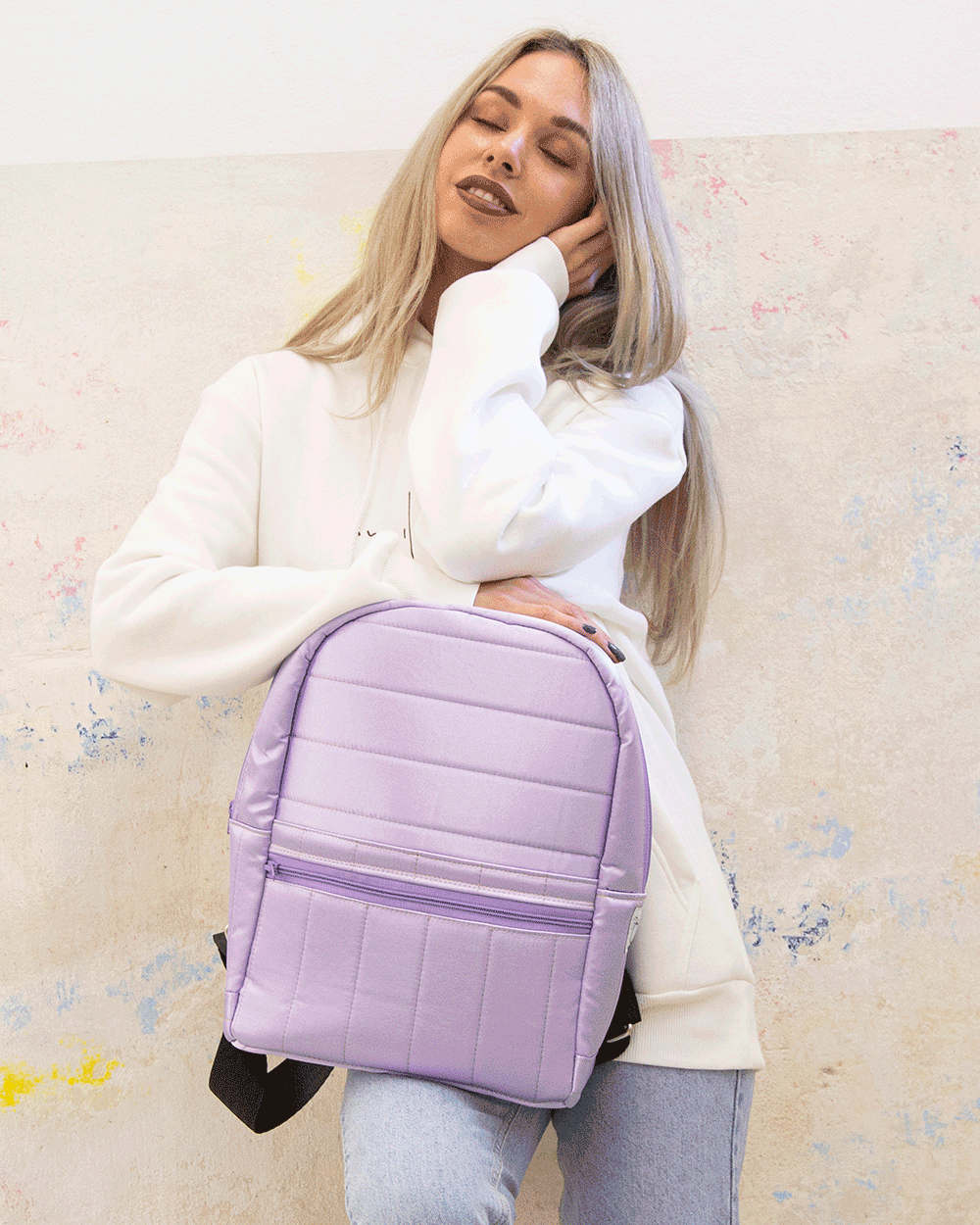 PURPLE ROSE PUFFER BACKPACK
