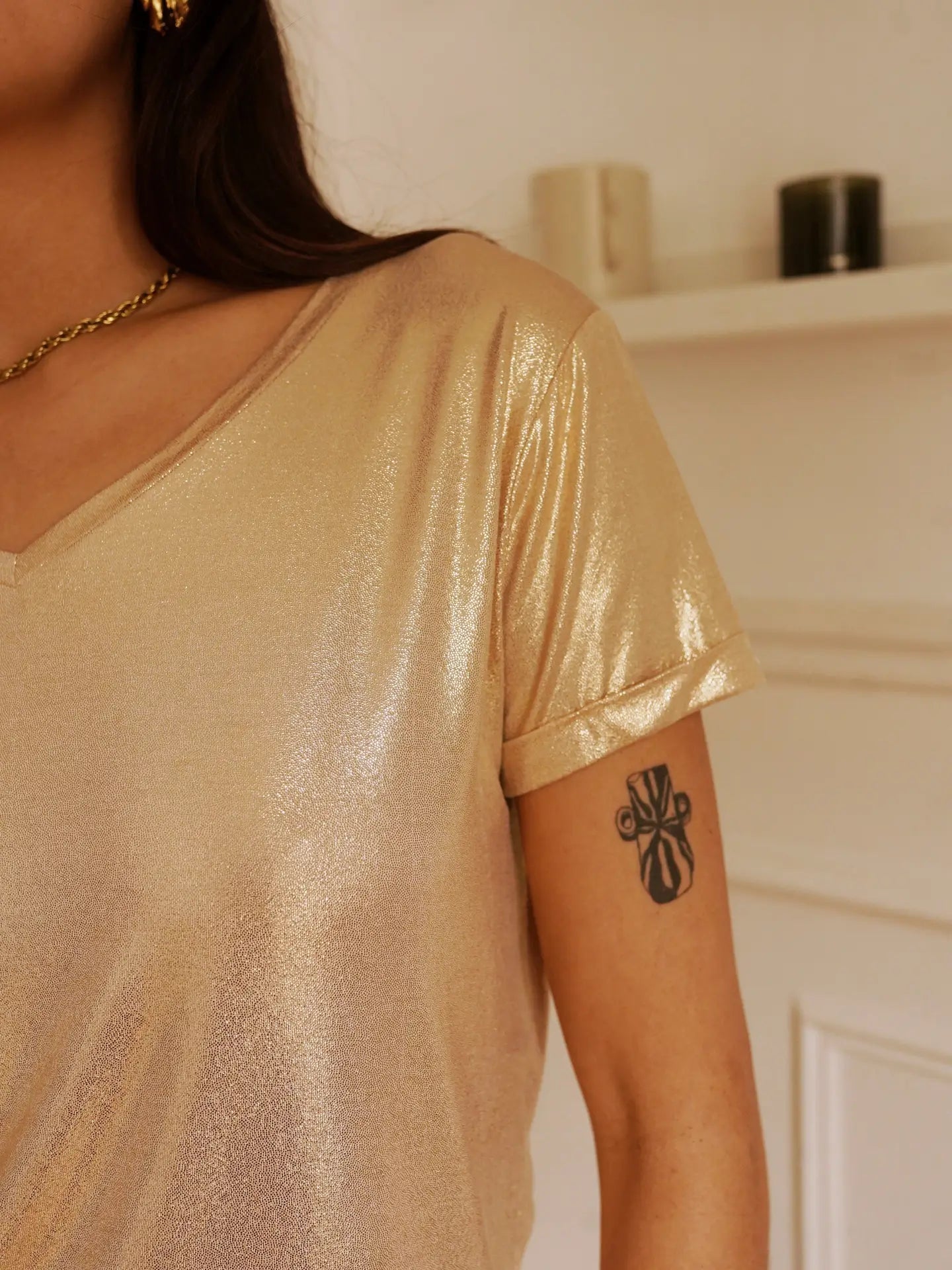 Gold T-shirt Top