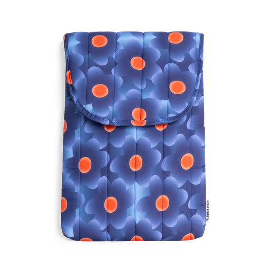 FLORAL PUFFY LAPTOP CASE BLUE 15"