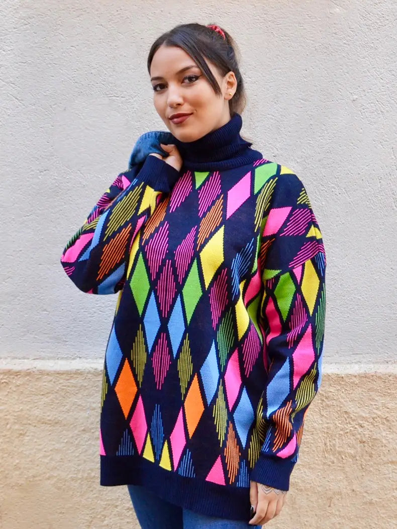 Colourful High Neck Sweater