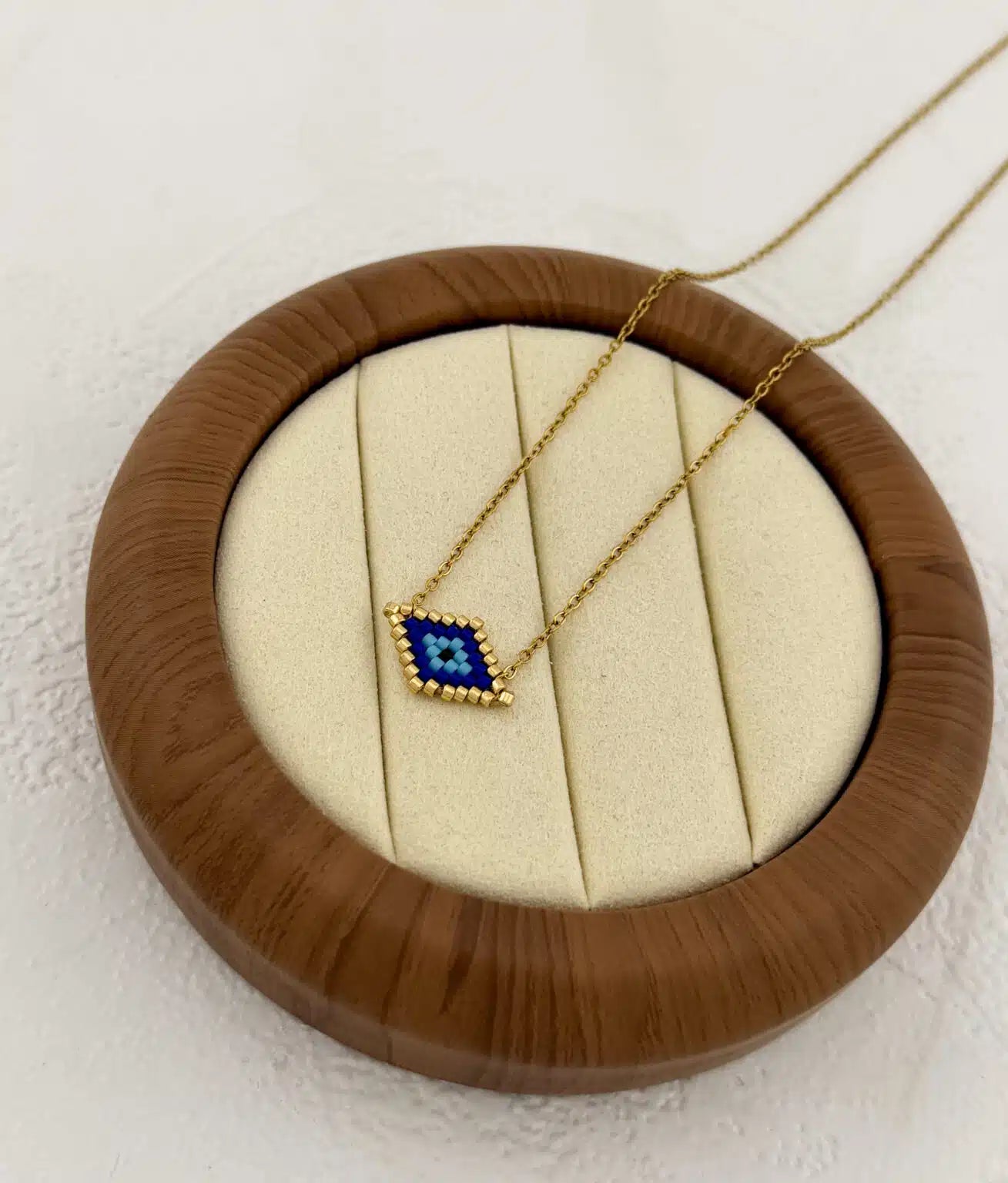 Gold Eye Blue Rombus Necklace