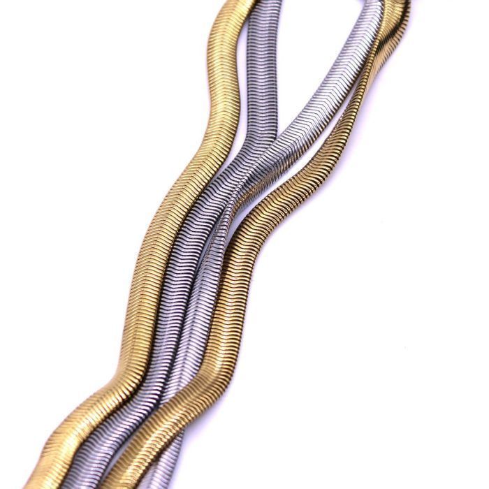 Ατσάλινο Ασημένιο μακρύ κολιέ snake 6X2mm