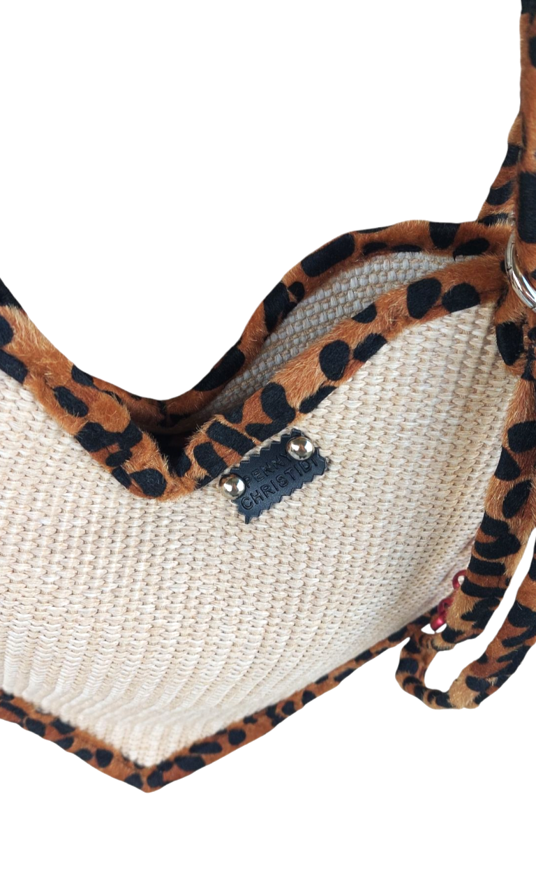 STRAW HEART SHOULDER BAG WITH HANDLES