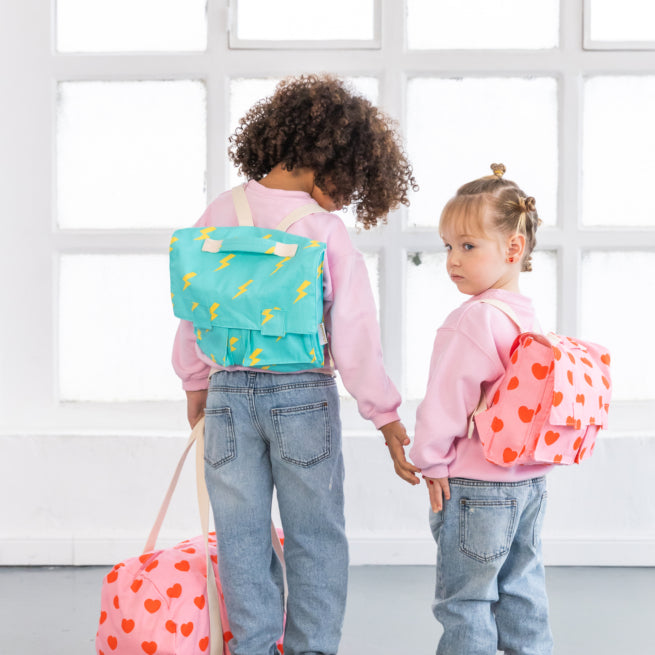 Patterned Cotton Backpack - blue lightning