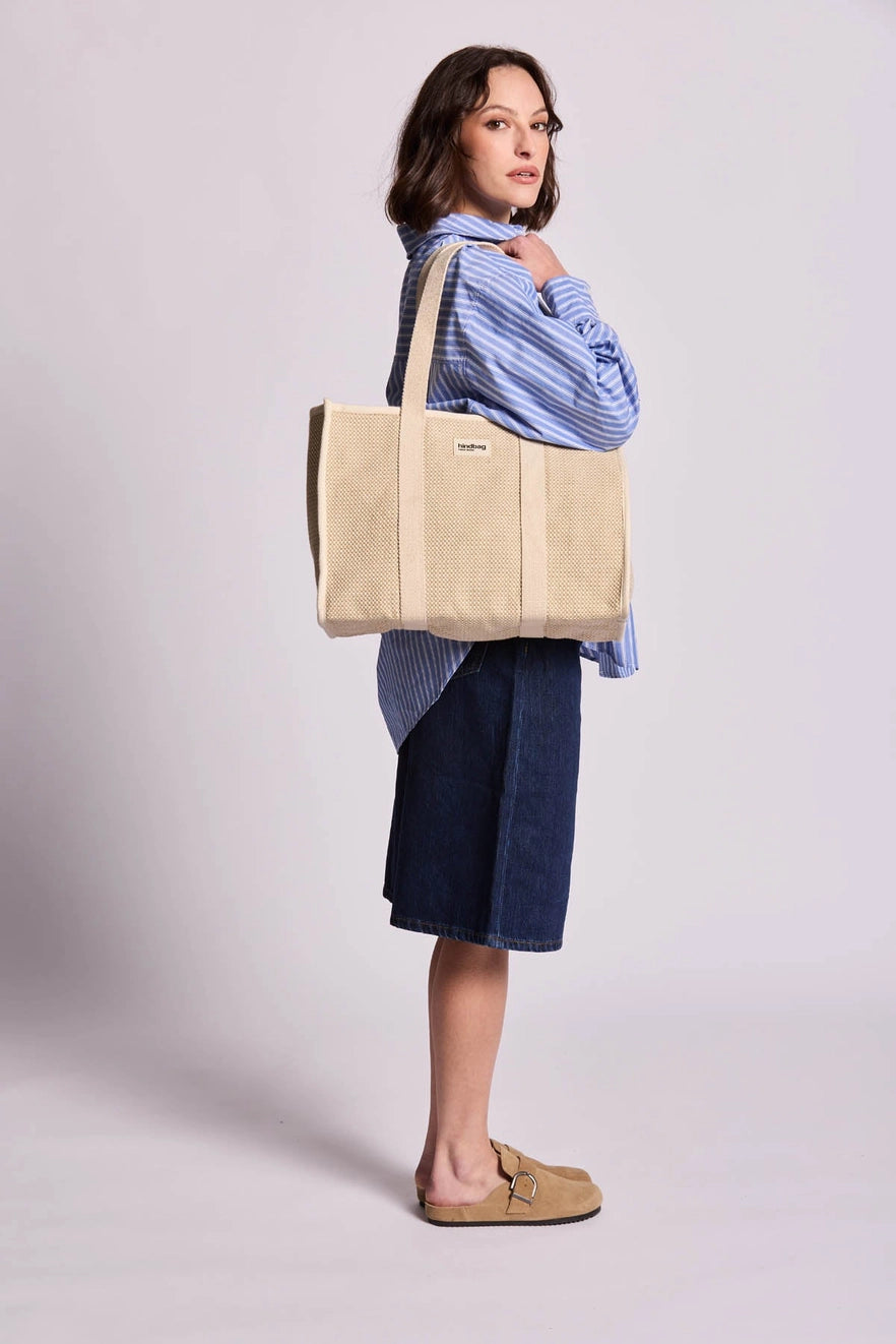 Oscar Nude Woven Tote Bag