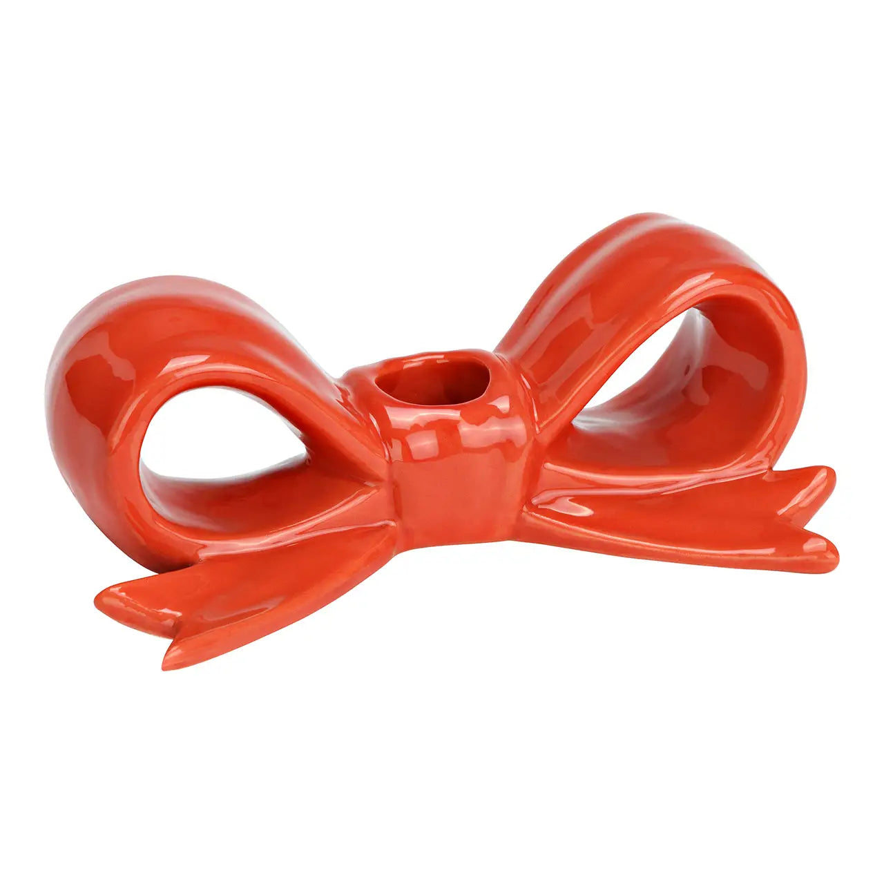 Red Brick Bow Ceramic Candle Holder 14x5x8cm