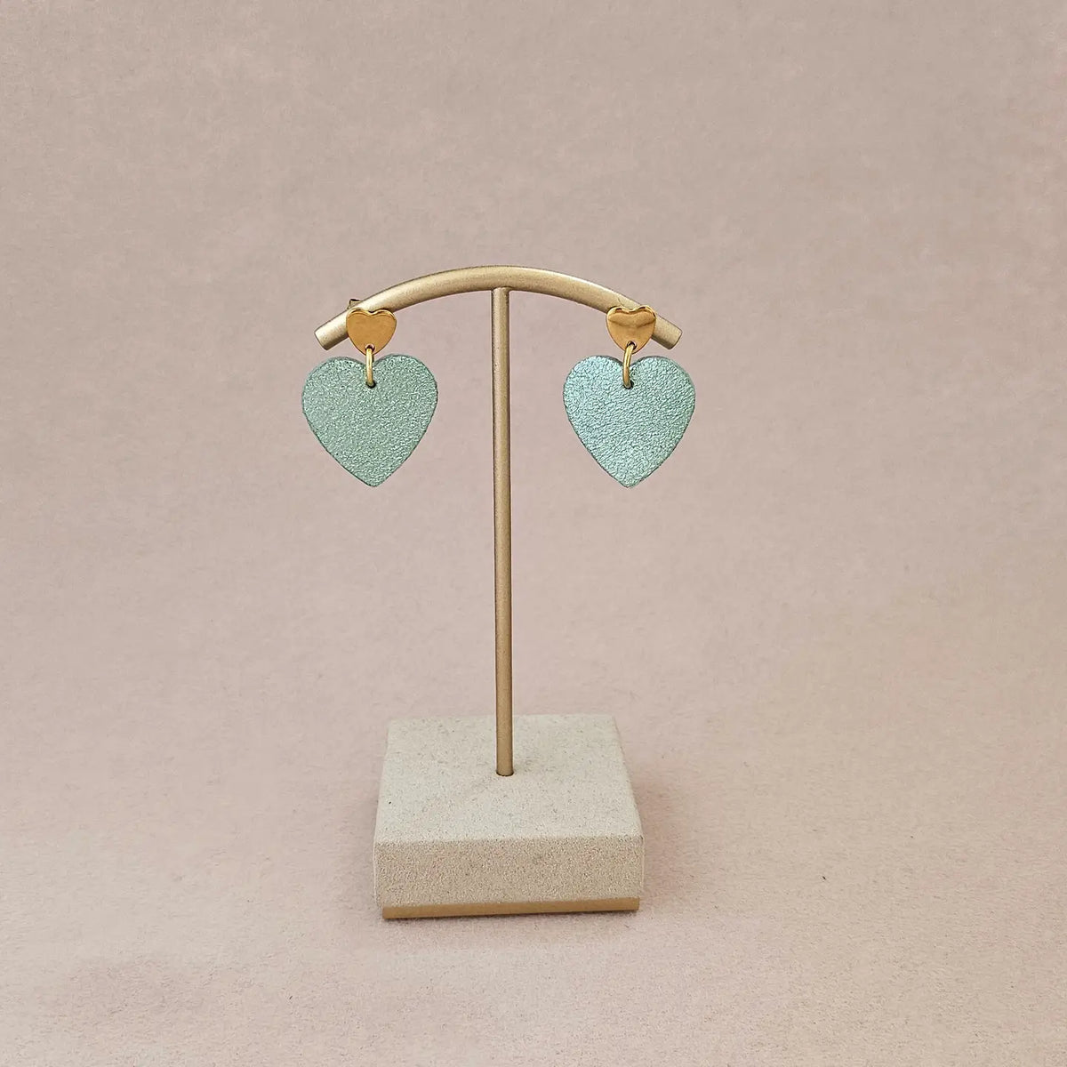 Mint Heart Leather Earrings