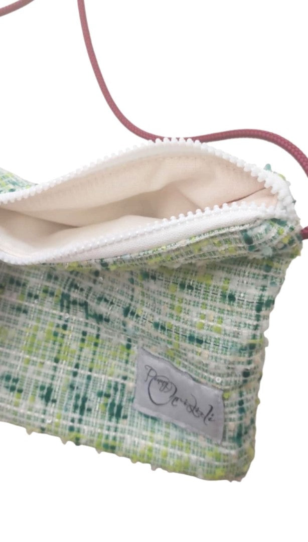 GREEN COCO ZIPPER POUCH CROSS BODY