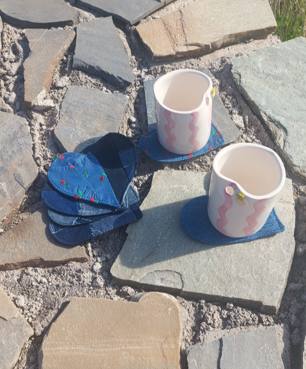 JEANS HEARTS COASTERS SET OF 7