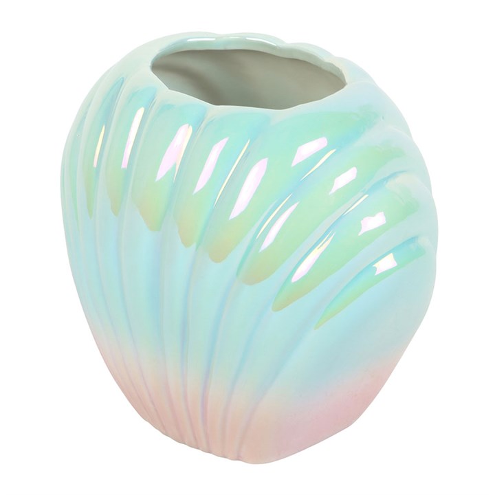 Iridescent Clam Shell Coastal Flower Vase