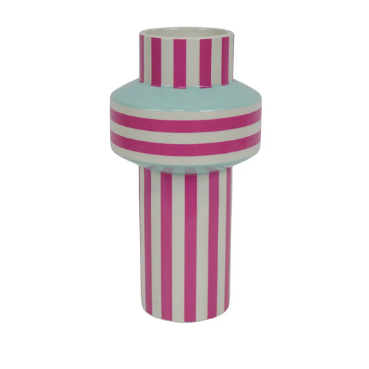Mintgreen Stripe Ceramic Vase 13x13x25cm