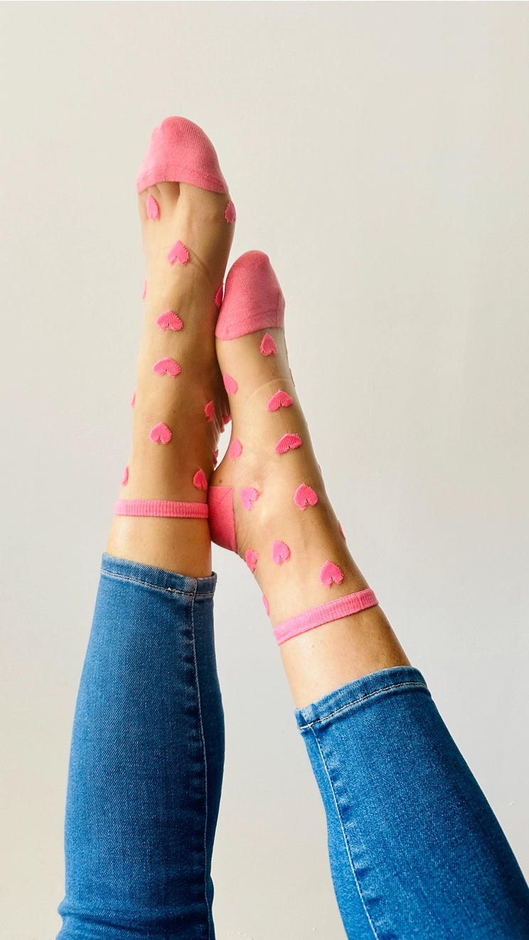 Baby Pink Heart Ankle Socks
