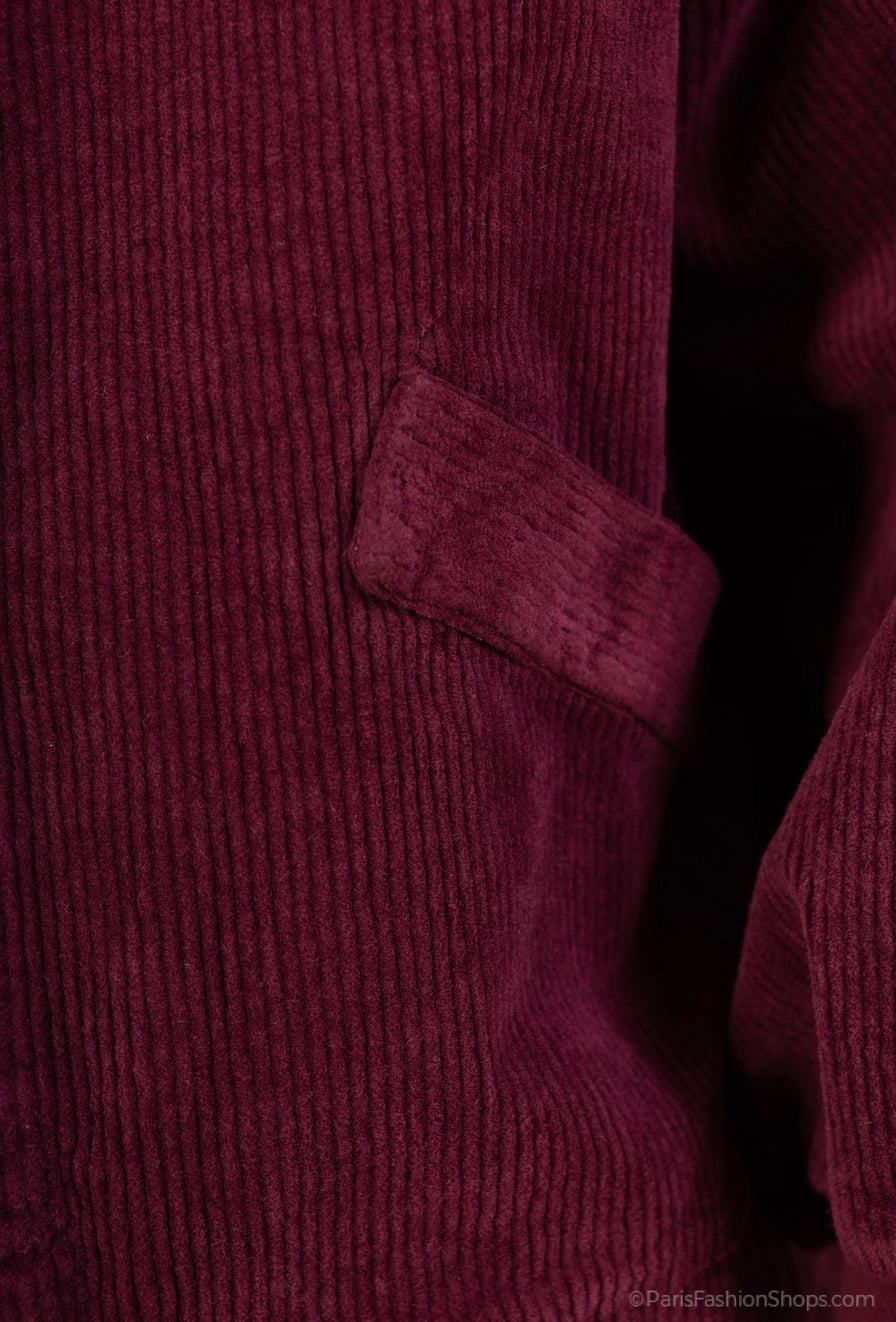 Bordeaux Cord Bomber Jacket