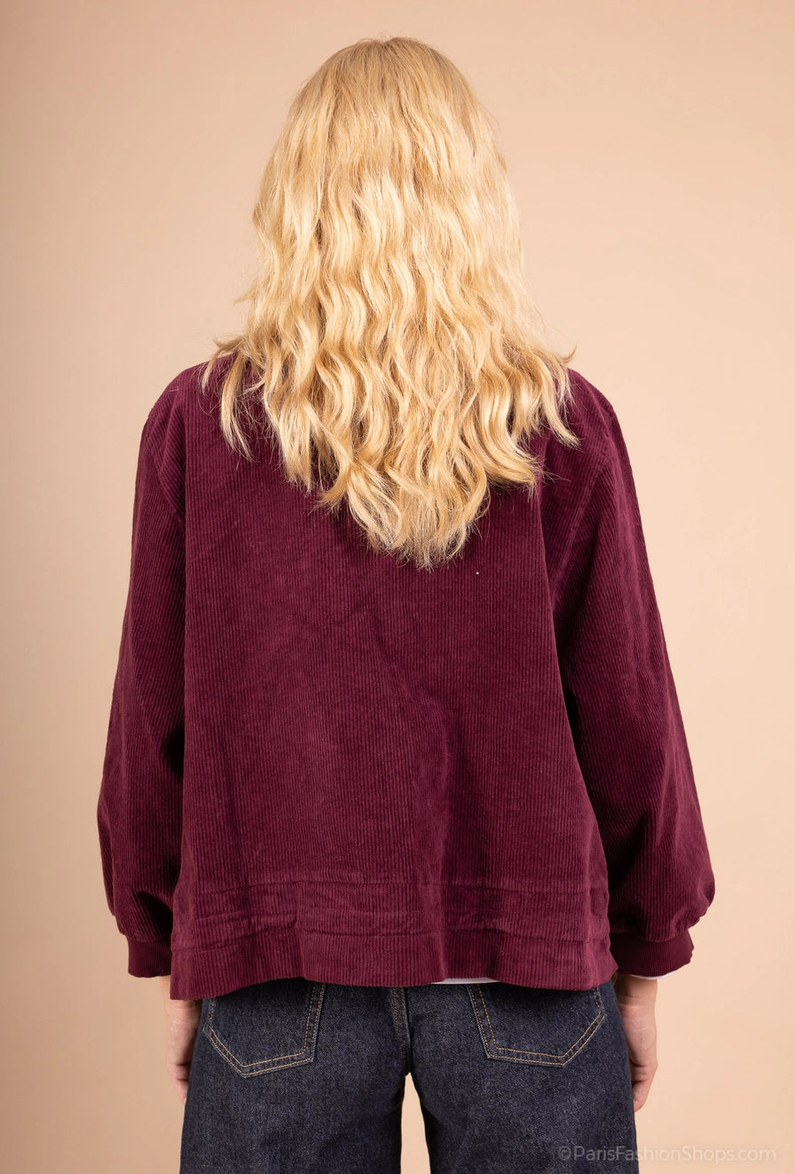 Bordeaux Cord Bomber Jacket