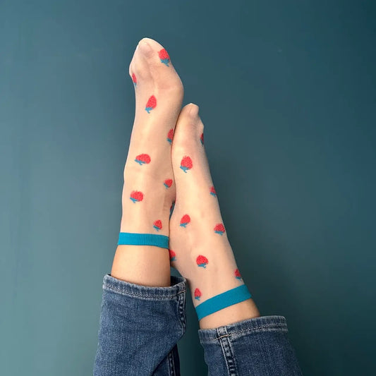 Strawberries Transparent Sock
