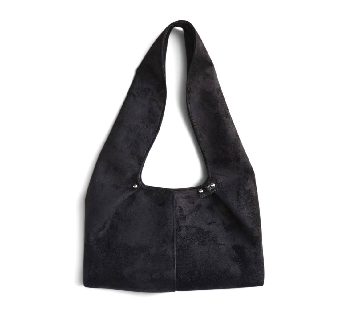 BLACK SUEDE HOBO SHOULDER BAG