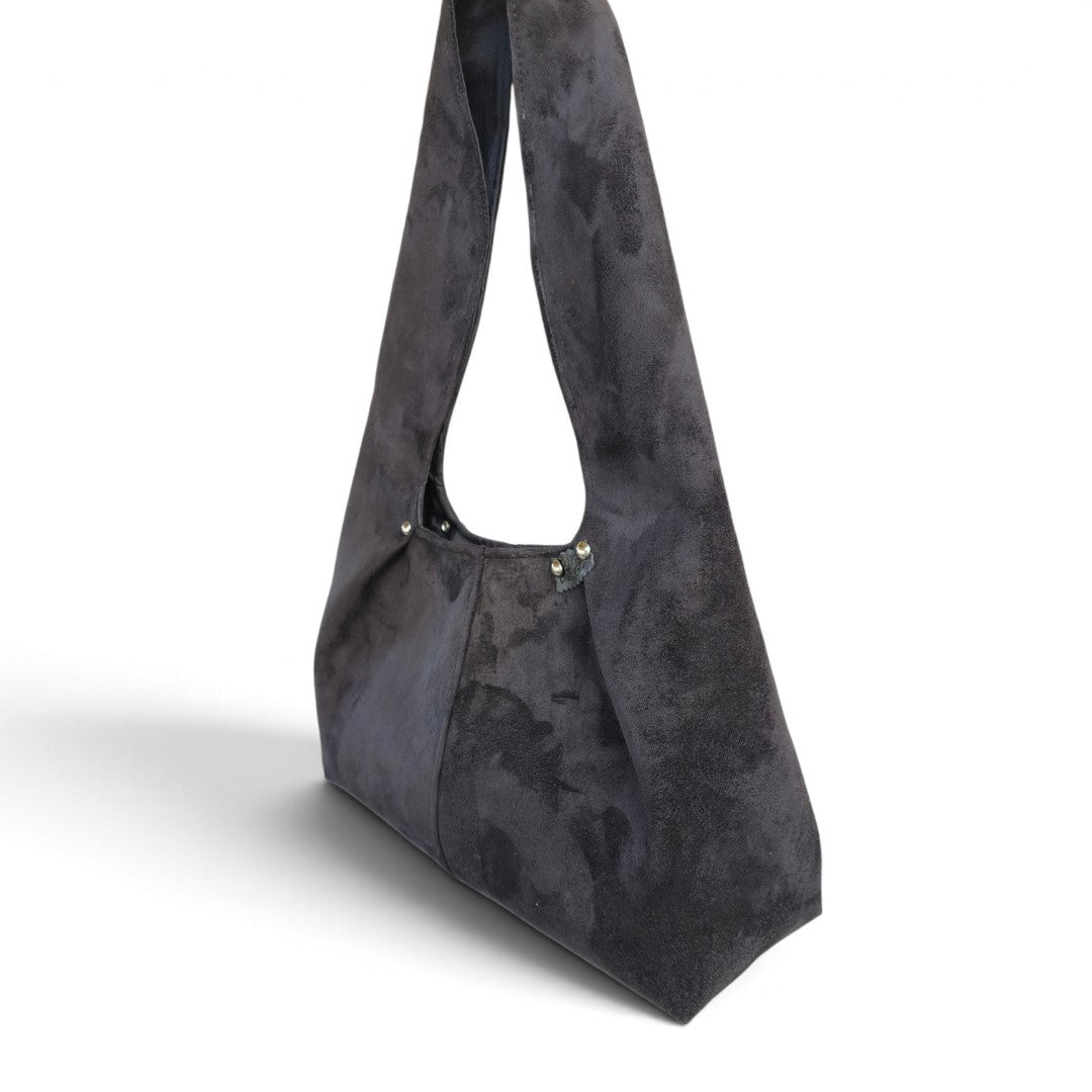 BLACK SUEDE HOBO SHOULDER BAG