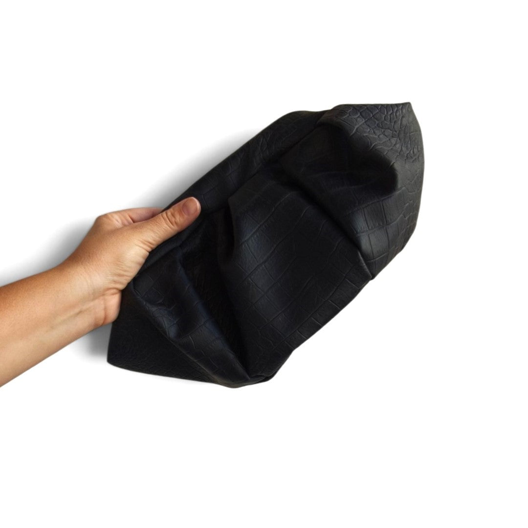 BLACK CROCO LEATHERETTE DUMPLING BAG
