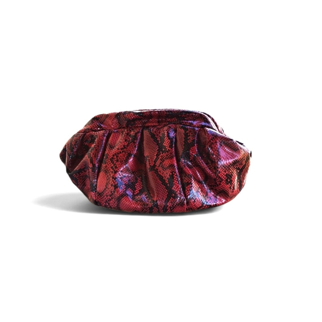 RED LEATHERETTE DUMPLING BAG