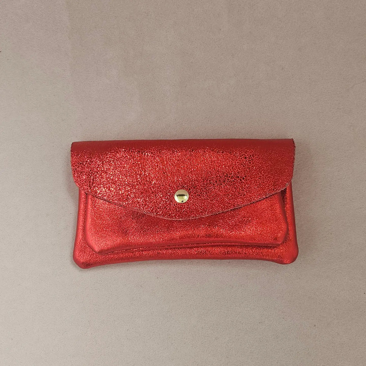 Metallic Double Pocket Leather Wallet