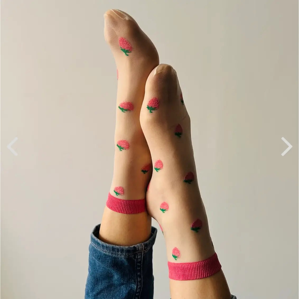 Pink Strawberries Transparent Sock