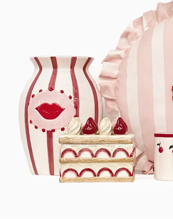 Vase with Red Stripe 22.5 cm