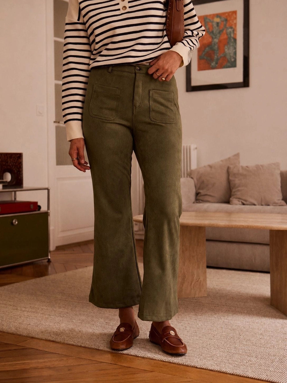 Khaki Suede Trousers