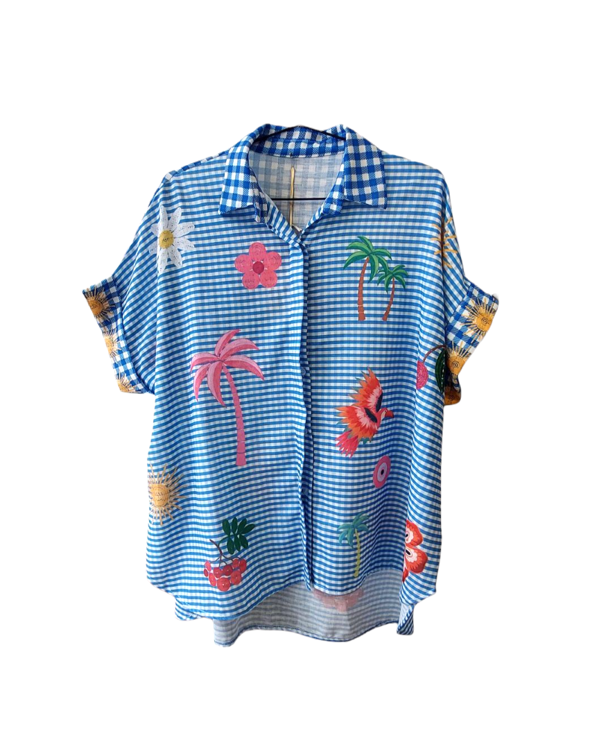 TROPICAL BLUE STRIPED SHIRT