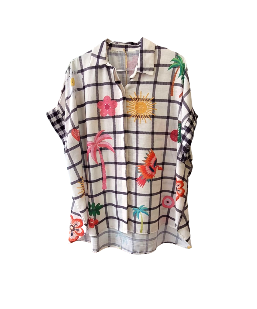 TROPICAL BLACK STRIPED SHIRT