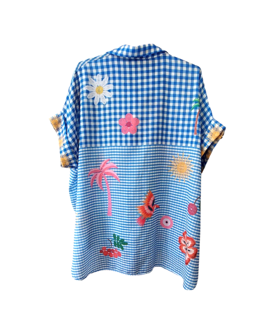 TROPICAL BLUE STRIPED SHIRT