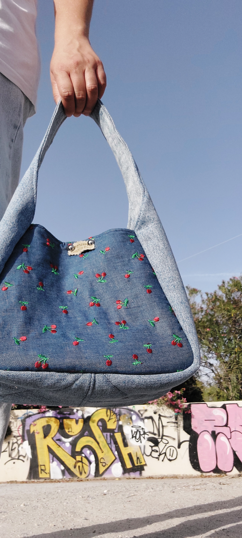 CHERRY UPCYCLING JEANS ALISSA HANDBAG